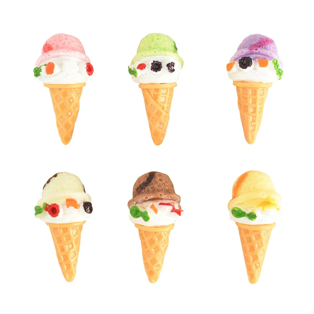 Hot Selling Colorful 3D Ice Cream Kawaii Charms Flat Back Resin Play Kitchen Game Party Toys for DIY Craft Scrapbooking