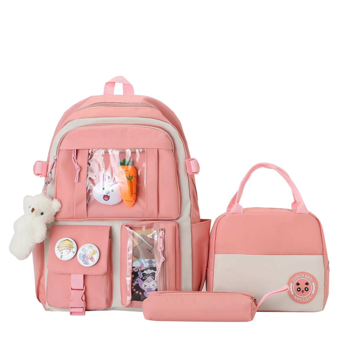 Three Piece Set for Elementary School Students Waterproof Fashion Backpack Meal Bag Pencil Case