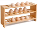 3 Layer Standing Type Foldable Egg Storage Rack Organizer for Counter Top-Bamboo Kitchen Egg Holder Basket for Fresh Eggs
