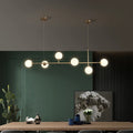 Contemporary White Globe Glass Lamp Body Pendant Lamp Living Room Full Copper Quality Led Chandelier Apartment