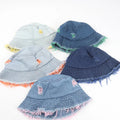 BSCI Wholesale Vintage Velour Bucket Hat Wash Jeans Denim Bob Hat With Distressed Look for Kids Cycling and Daily Use