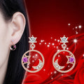 Trendy Moon and Star Stud Earring Shiny Cubic Zircon Earring Rose Gold Drop Earring for Women S925 Silver Needle Post Earring MegaBDM
