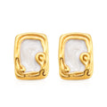 Chris April 316L Stainless Steel White Enamel Cloud Stud Earrings for Women