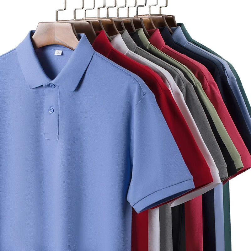 Custom Logo Men's for Shirts Short Sleeve Knitted Cotton Anti-Wrinkle 2 Buttons Golf Shirts Formal Performance