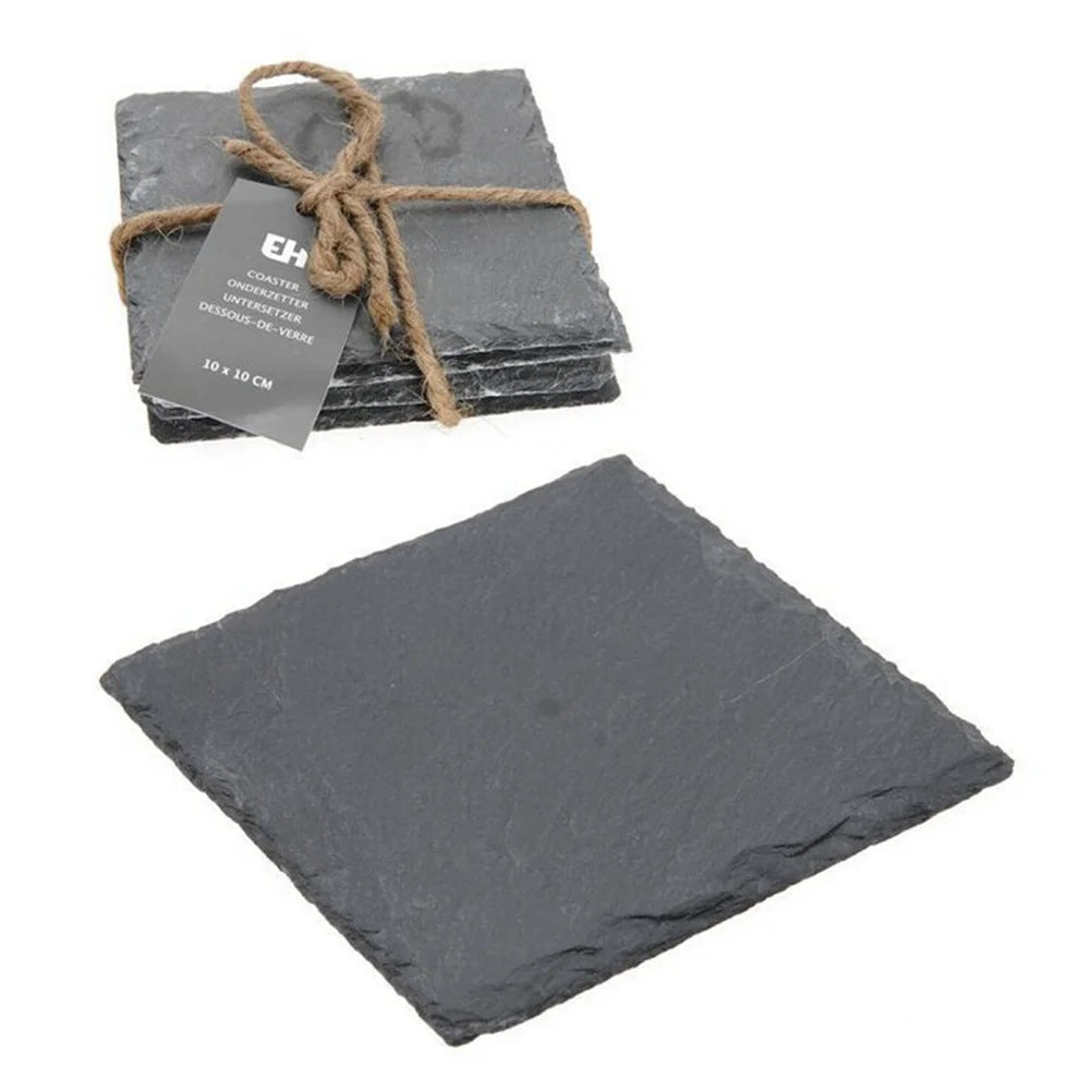 Glass Mug Cup Mats Cup Pats Table Placemats 4pcs 10*10CM Natural Custom Stone Slate Drink Coasters for Home Kitchen Use Drink