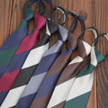 Shengzhou Men's Classic Business Striped Zipper Tie 8cm No-Needle Polyester Tie