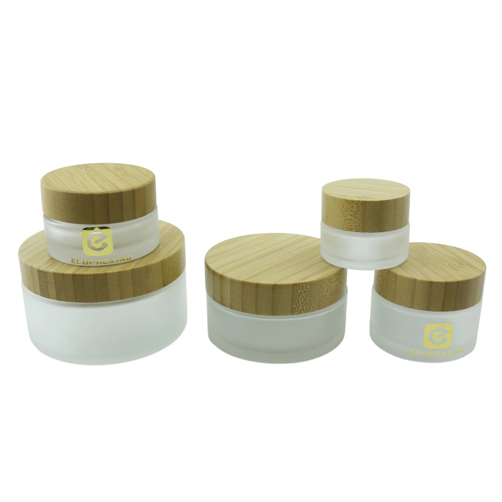 5g 15g 30g 50g 100g Frosted Glass Cosmetic Jar Body Butter Cream Glass Jar with Bamboo Lid for Cosmetics Packaging R888