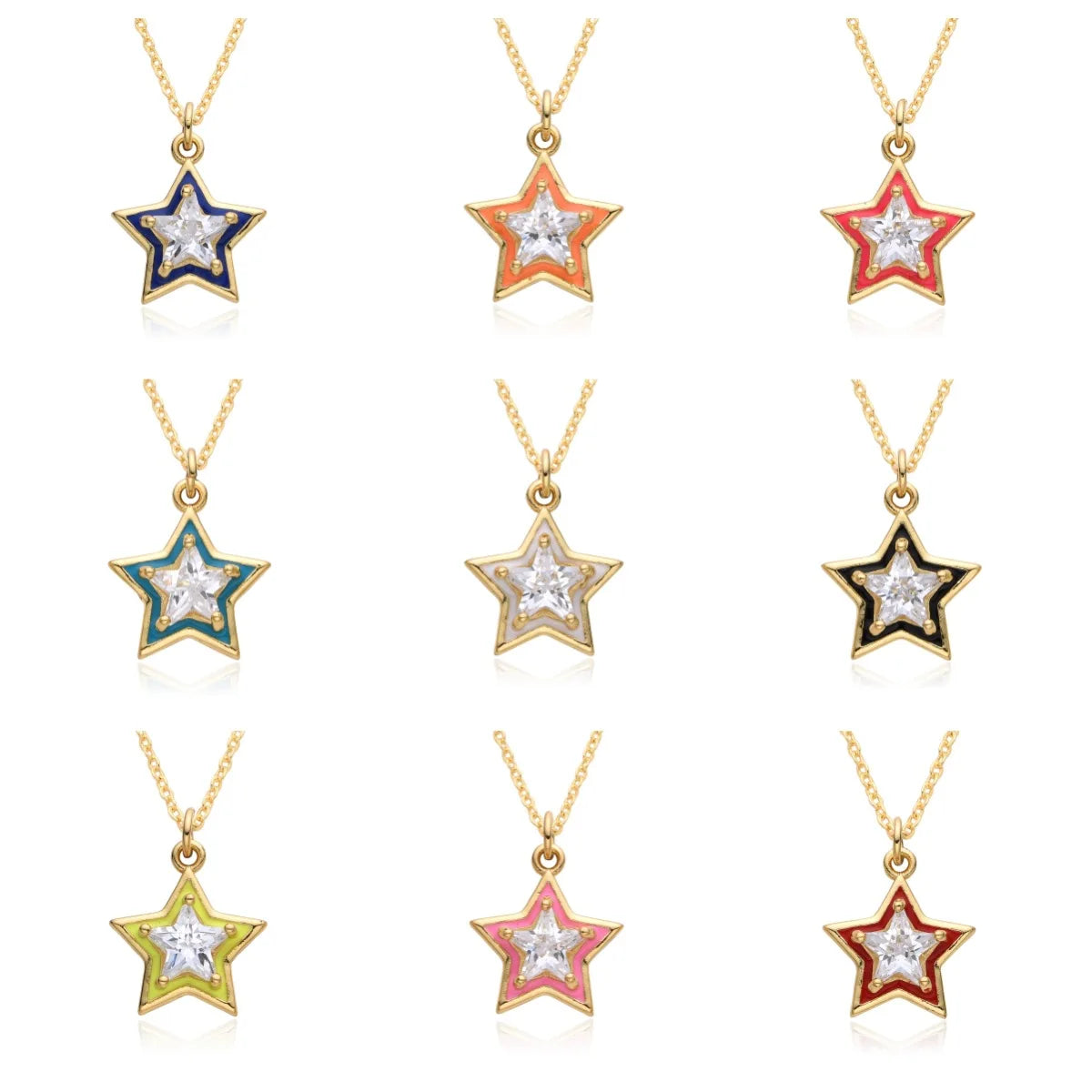 Shinny Design Enamel Jewelry Star Charms Collar Multicolor Enamel Necklace Star Necklace for Women