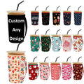 Custom Design Reusable 16 24 32oz Tumbler Cup Sleeve Insulated Christmas Neoprene Coffee Sleeves