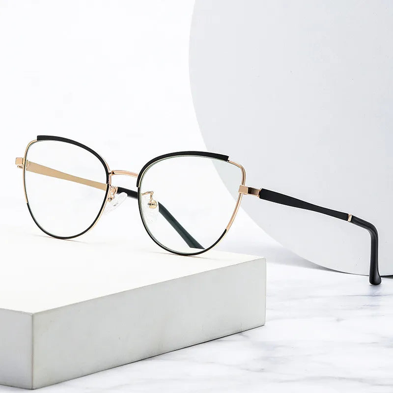 2023 Jiuling Eyewear Metal Anti Blue Light Glasses Frames Eyeglasses Cat Eye Optical Glasses Frame for Women