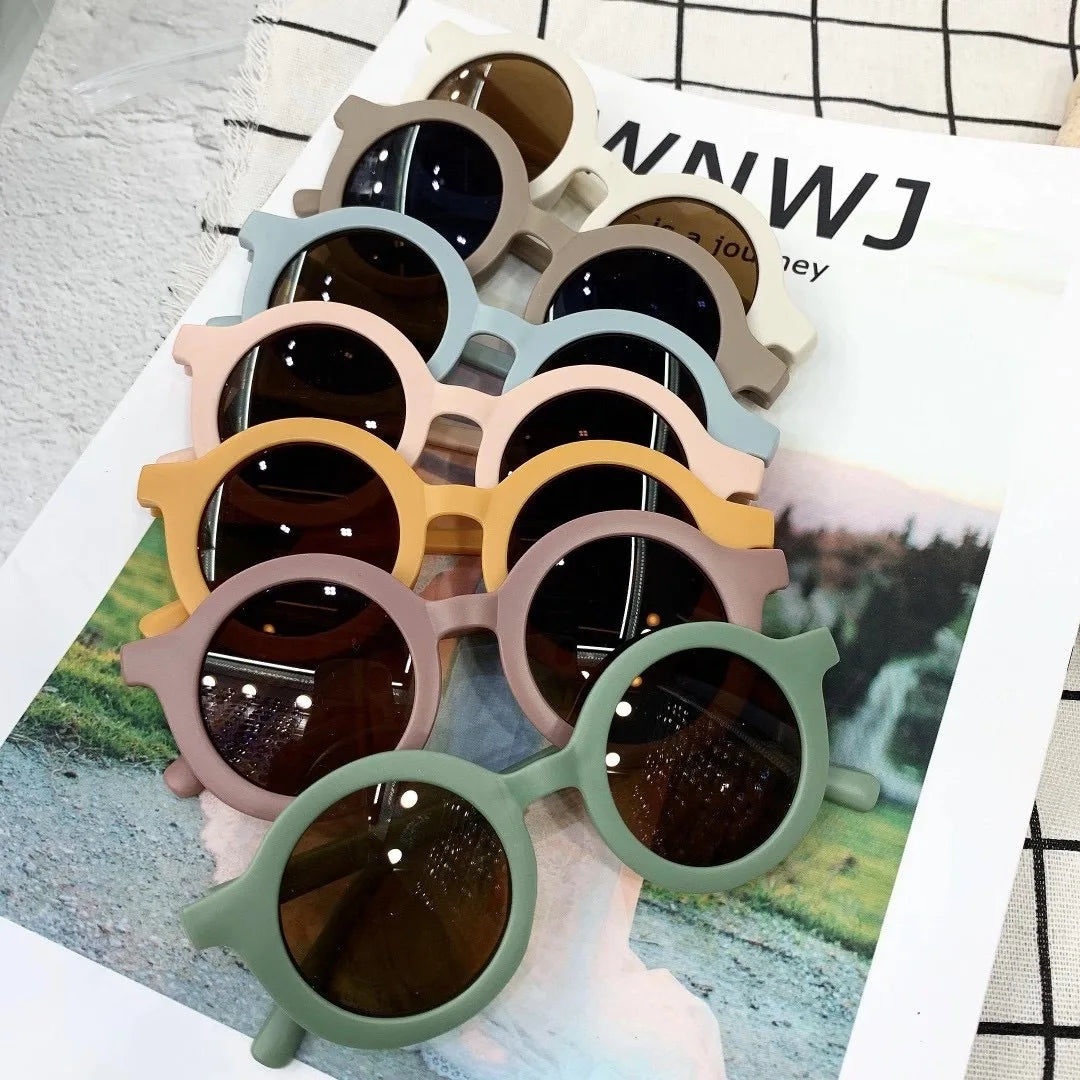 2023 Cute Retro Baby Unisex Vintage Kids Trendy Sunglasses New Design Hot Sale  Custom logo Round Girls Children Kids Sunglasses