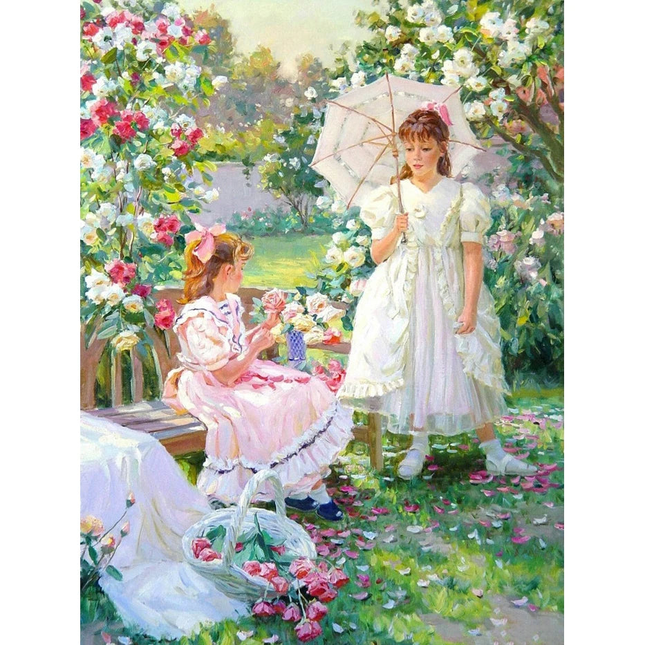 5D DIY Canvas Embroidery Girl Rhinestone Mosaic Full Square Round Diamond Painting Portrait Cross Stitch Flower Home Decor Kits