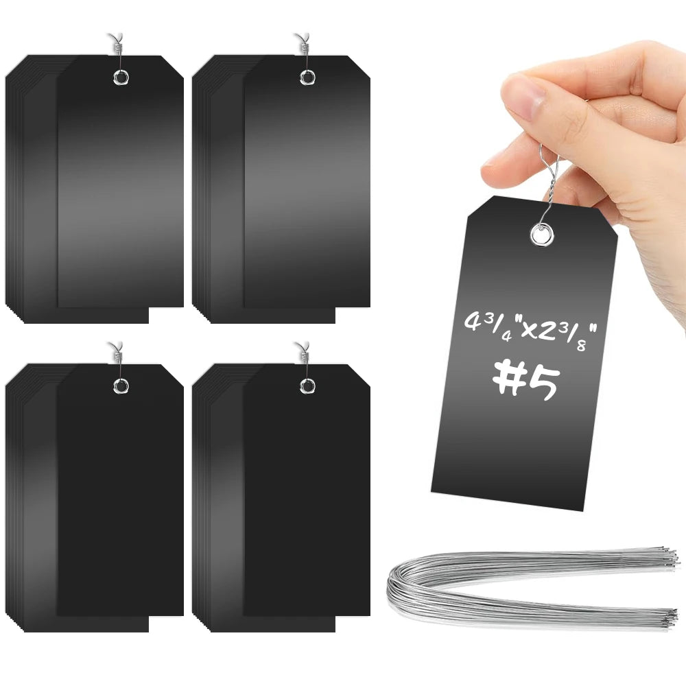 4 3/4 X 2 3/8 Inches Recyclable Large Warehouse Clothing Inventory Storage Box Black Blank Writable Waterproof Plastic Tags