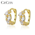 CZCITY 2021 Wholesale Sterling Silver Earrings 18K Gold Plated Zircon Huggie Earrings Fashionable