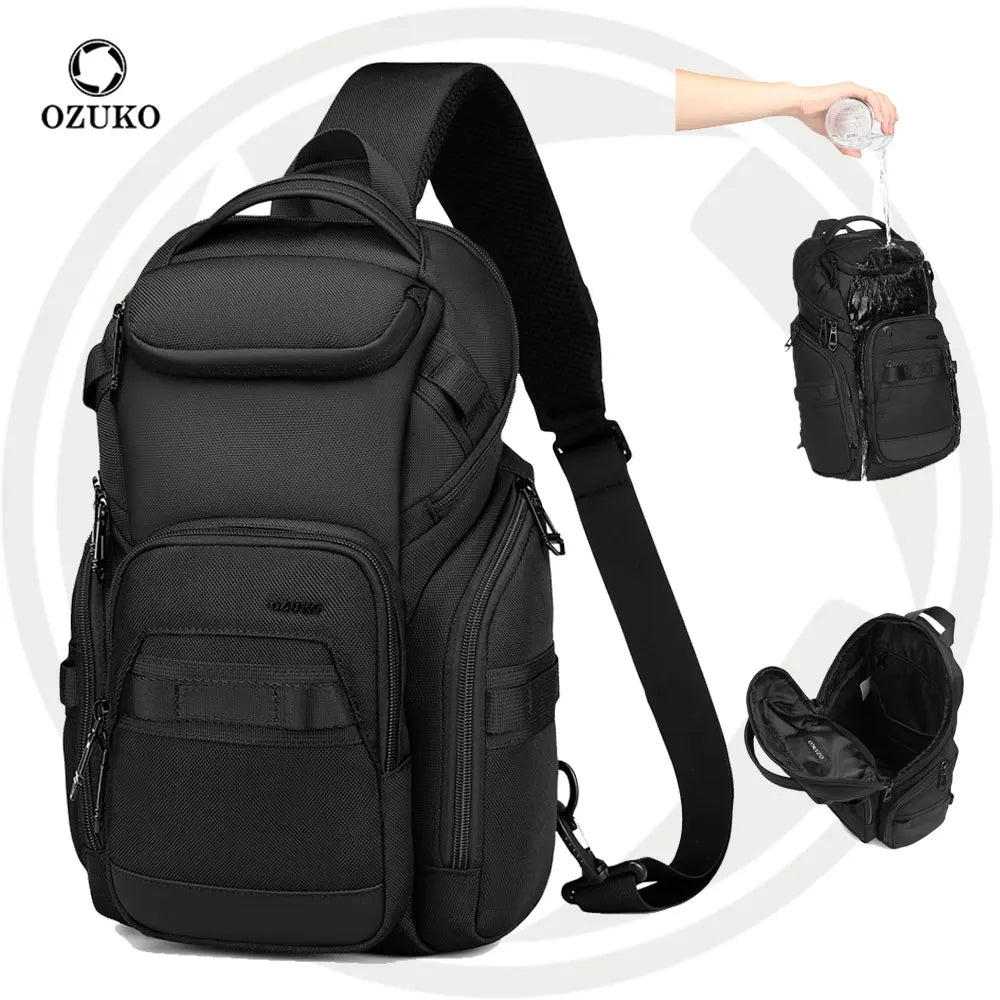 OZUKO 9809 New Designs Fashion Custom Logo Zipper Closure Mini Mens Messenger Bag Cross Body Chest Sling Bag Men Outdoor School
