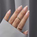 BTArtbox Short Almond 3D Fake False Nails Set Wholesale Private Label French Tip Soft Gel X Custom Press on Finger Nails En Gel