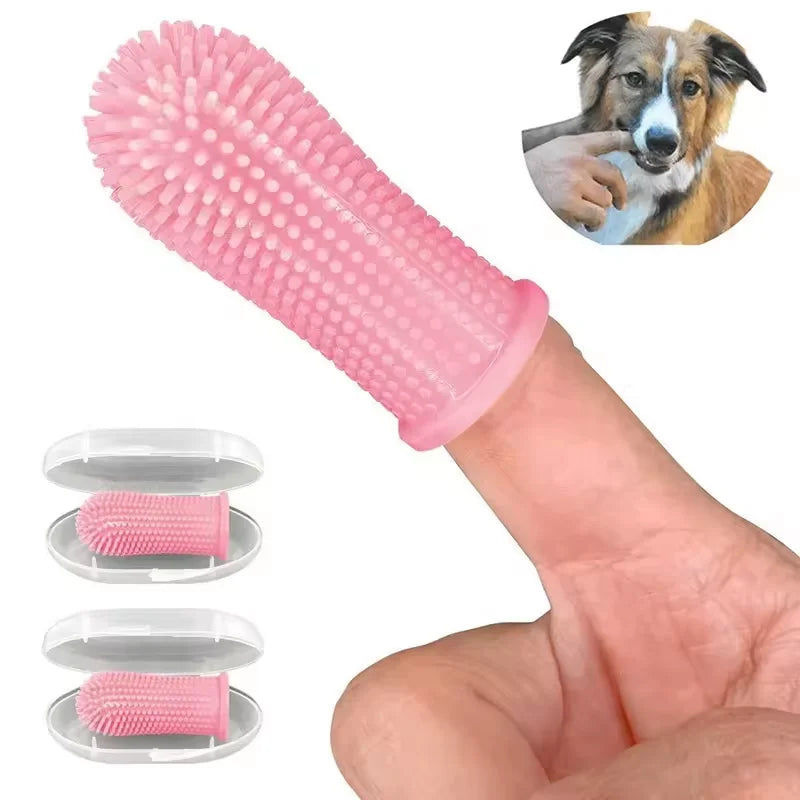 Pet Silicone Finger Tooth Brush Protect Gums 360 Degrees Surround Brush Soft Dog Cat Fingerbrush