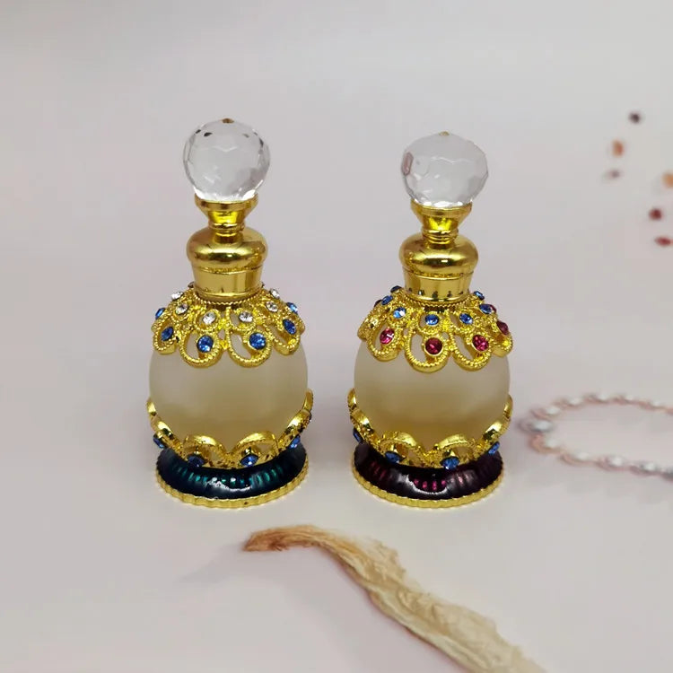 15ml Arabian Fancy Attar Round Wholesale Inner Painting Color Empty Glass Perfume Oil Bottle Luxury