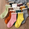 Wholesale Korean Cute Ruffle Frilly Pearl Lace Socks Dress Cotton Ankle Socks for Women