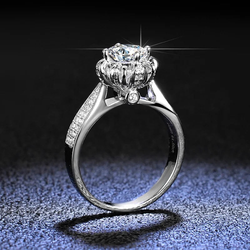 Christmas Jewelry Gift 1ct D VVS Moissanite Diamond Stone Silver Rings Wholesale Price Engagement Rings 925 Silver Rings MegaBDM