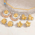 SUMMLY Vintage Trend Wholesale Creative Flower Shape Two Color 18K Gold Plated Stainless Steel Earrings Fashion Jewelry