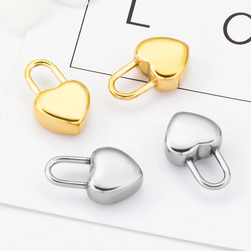 Wholesale Trendy Stainless Steel Heart Pendant for Women Men Lock Shape Charms for DIY Necklace and Bracelet