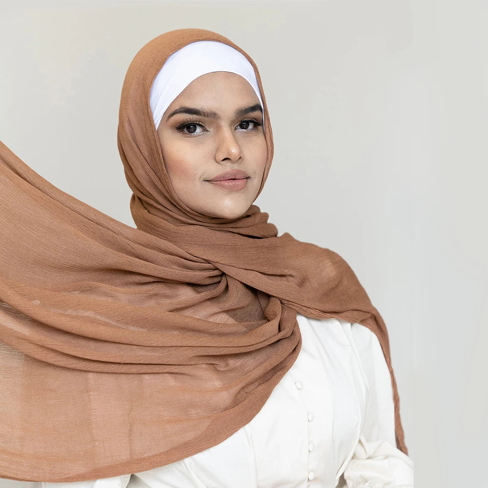 Sharut Wholesale Customize Big Size Light Weight Soft Cotton Plain Hijab Muslim Women Shawl Rayon Crinkle Scarf Modal Hijab