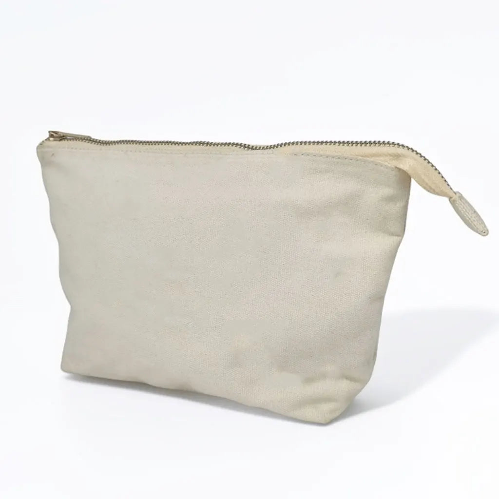 Royal Fair Wholesale Cotton Canvas Cosmetic Bag Durable Eco Friendly Beige Makeup Bag Travel Storage Zipper Beige Makeup Bag