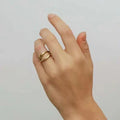 High End 18K PVD Gold Plated Tarnish Free & Waaterproof 2 Rows Double Basic Layer Irregular Stainless Steel Rings