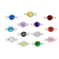 925 Sterling Silver 4mm Double Rings Connector with Zircon Charm 3A Grade Birthstone Jewelry Making Findings