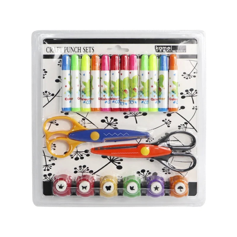 KAMEI Scissors Mini Hole Puncher Set 10mm Punch Metal+Plastic PP Box DIY Creative Easy Use Greeting Cards Making Hot