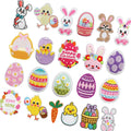 New Iron on Embroidery Easter Theme Bunny Egg Happy Easter Patch for Clothes Bags Decoration