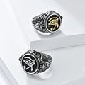 Vintage Egyptian Drip Signet Ring Oil Stainless Steel Egypt Eye of Horus Silver Black Men's OEM ODM Service XR Jewelry Xrrw233b