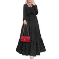 Black Burgundy White Color Fabric Big Dot Pattern Islamic Eid Abaya Over Size Casual Muslim Dress for Women