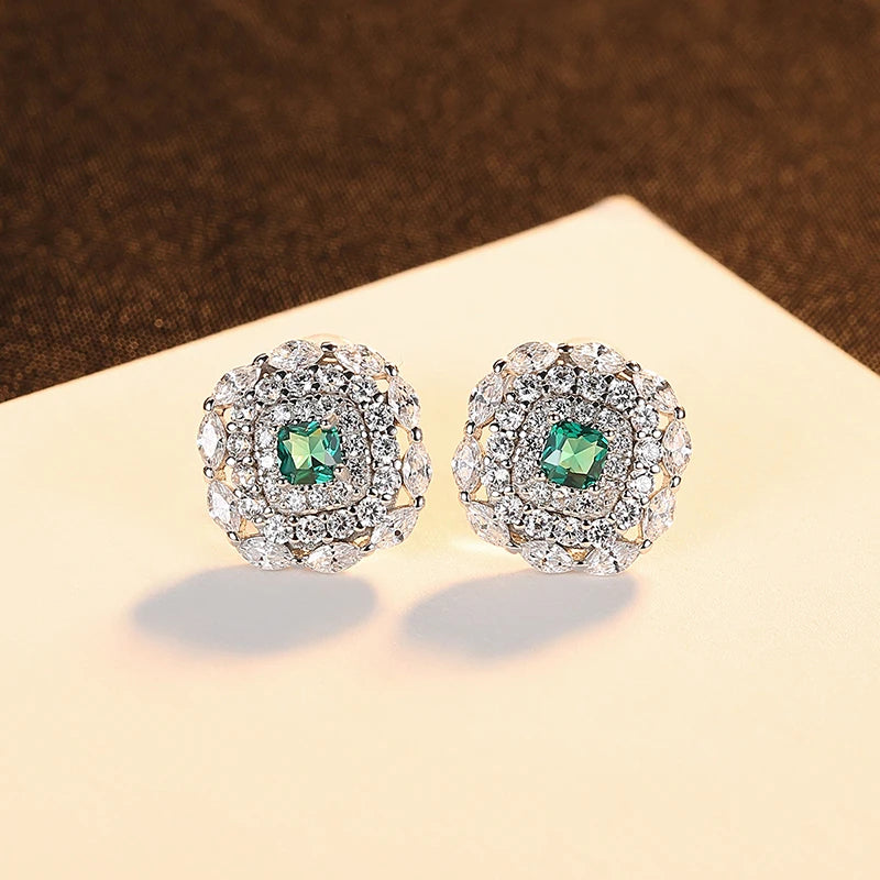 CZCITY Wholesale Designer Inspired Silver Earrings 925 Sterling with 3a Cubic Zircon Square Design Fashion Jewelry Earring