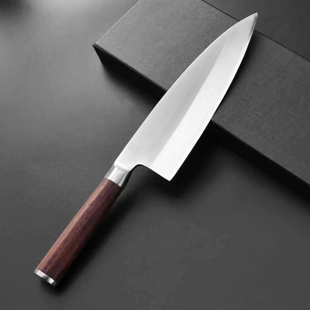 210mm Japanese Deba Fish Knife Salmon Sashimi Chef Knife Cleaver 5cr15 Stainless Steel Wenge Wood Handle Eco-Friendly Peeling