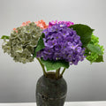 I716 Artificial Hydrangea Flower Real Touch Latex Multi-color Flower with Leaves Single Stem for Decoration
