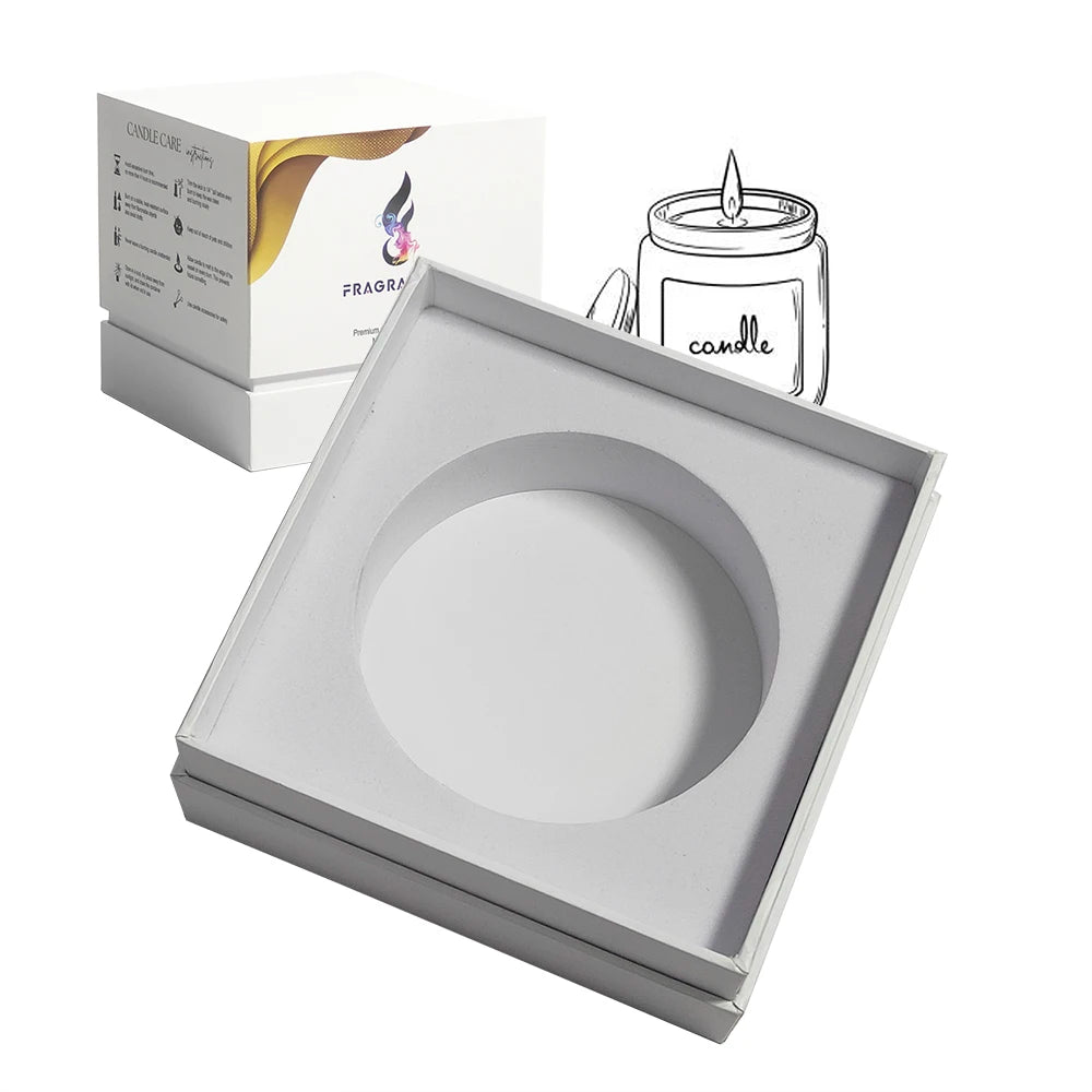 Luxury Rigid Board Candle Gift Box UV Coating Matt Lamination Embossing Sponge Liner Recycled Materials Featuring EVA Insert