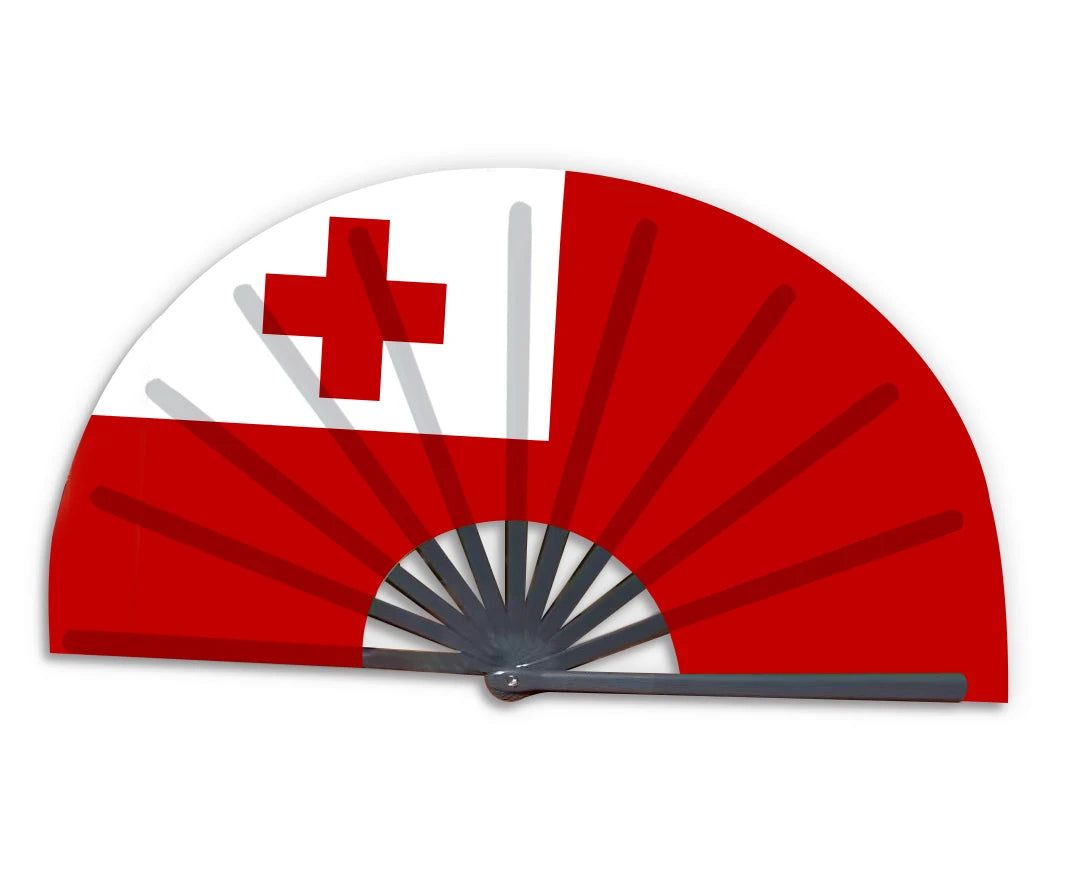 New Product Customized National Country Flag Tonga Folding Bamboo Hand Held Fan