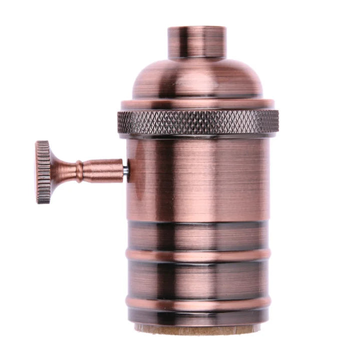 Antique Red Copper Lamp Socket with Screw Style Aluminium Vintage Edison Bulb Switch Holder 250V 4A