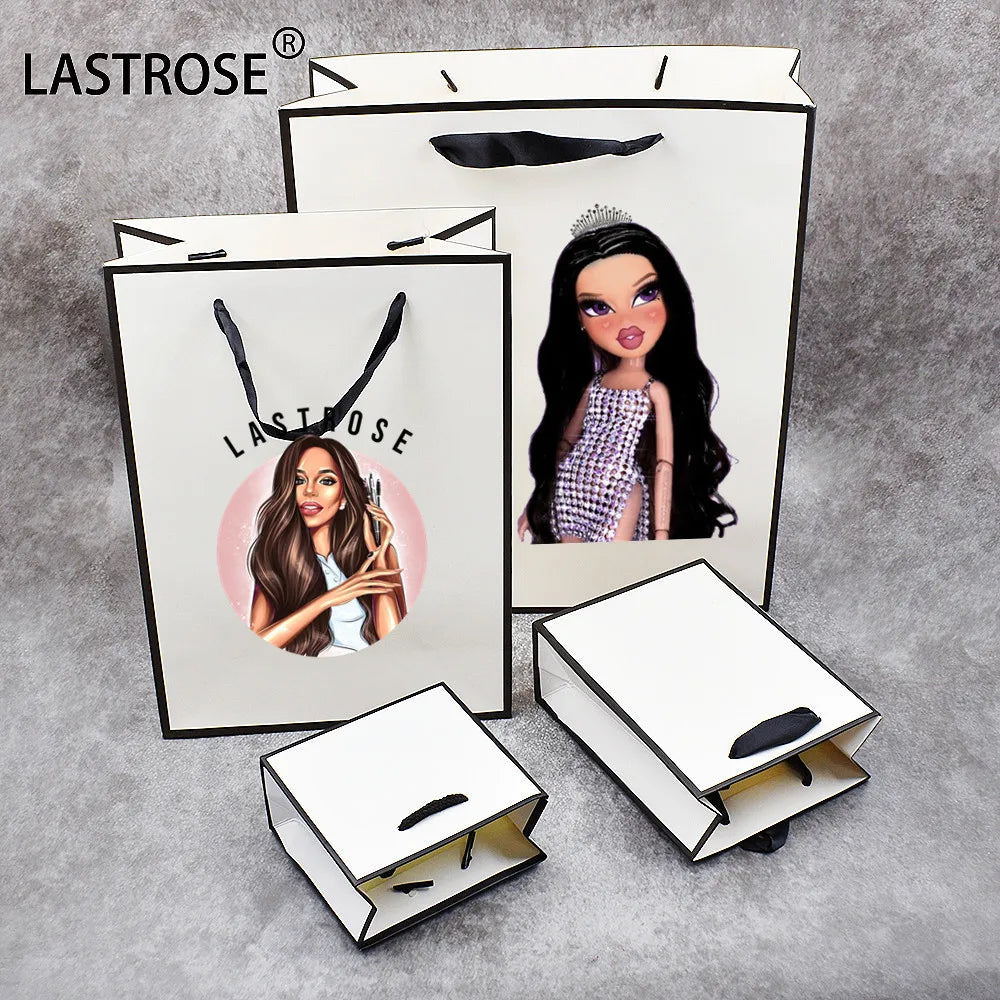 Wholesale Luxury Eyelash Handbag Plastic Bag Lashes Gift Shopping BagsPrivate Label Lash Packaging Paper Bags