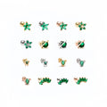 Luxury Green Emerald CZ Stud Earrings Minimalist Piercing Jewelry Classic Sparkling Ear Studs for Party and Office Looks