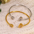 DAIHE High-grade18K Gold Stainless Steel Irregularly Inlaid Gold Open Bracelet Elastic Bracelet for Women