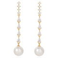 2024 New Light Luxury Fashion Silver Zircon Long Tassel Bright White Pearl Earrings for Women Jewelry Customized