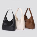 High-Grade Large Capacity Women's PU Tote Bag Korean Version Zippered Shoulder Bag Waterproof Polyester Lining Crossbody Bag