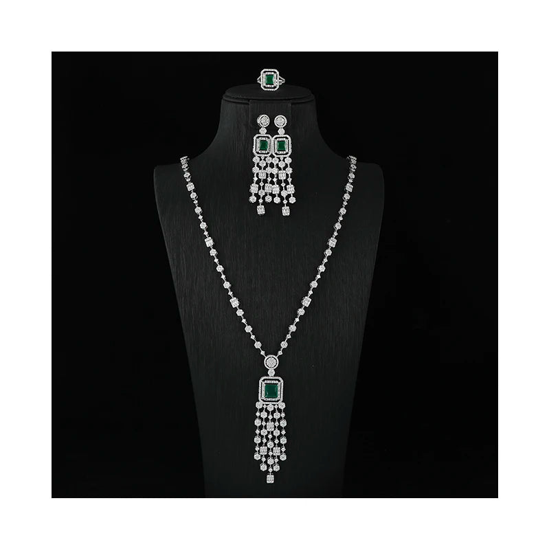 Luxury Cubic Zircon African Indian Dubai Jewelry Sets 3pcs Jewellery Party Wedding Bridal Jewelry Set