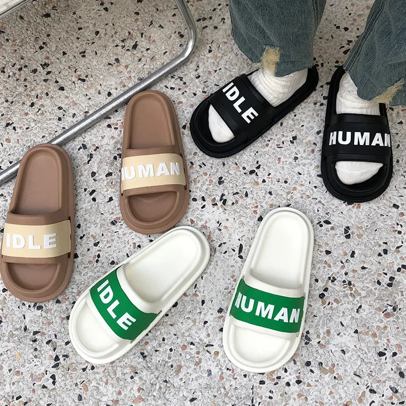 Custom Text Slide Sandals Personalized Word Print Thick Sole Slippers Soft EVA Cloud Slides Summer Beach Non Slip Outdoor Shoes
