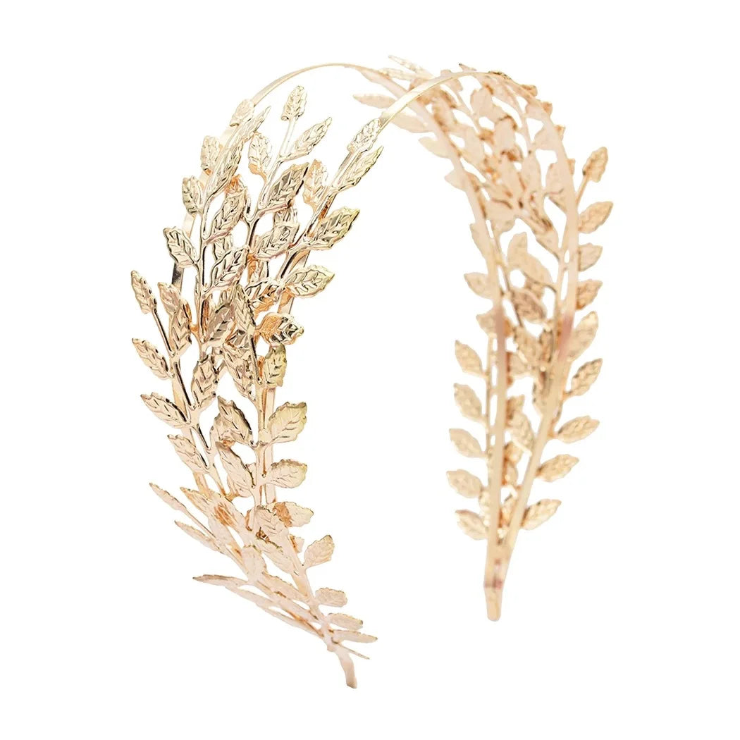 Luxury Wedding Hair Accessories Hairbands Headbands for Girls Diademas Leaf Shape Gold Metal Hair Decoration Women