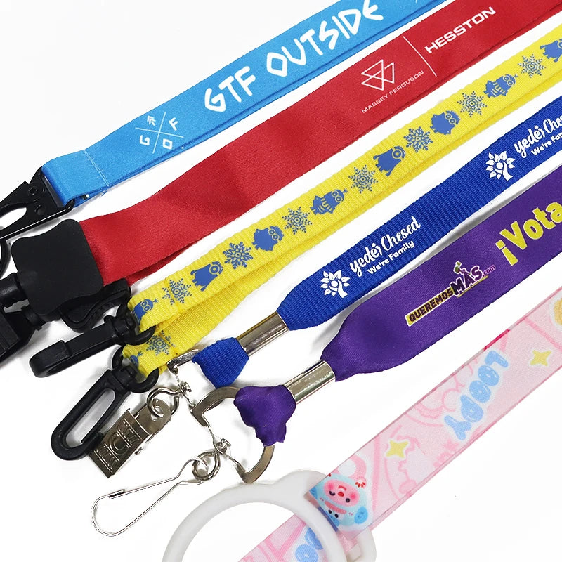 Wholesale Colorful Custom Adjustable Size Hanging Neck Strap Promotional Nylon Polyester Lanyard with logo Custom