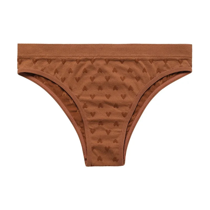 Heart Jacquard Women's Seamless Underwear Panties Low Waist Sport Undies